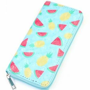 New Tropical Fruit Blue Zip Around Wallet 🍉🍍